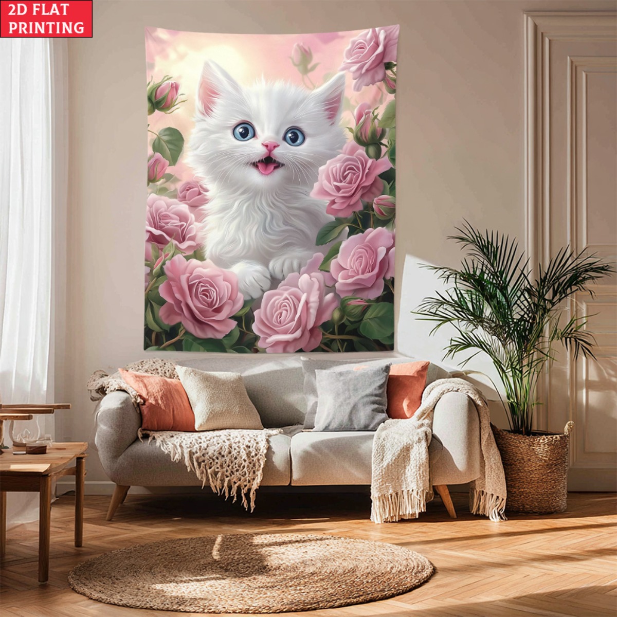 Baby Nursery Modern - Tapisserie de jardin de roses chaton