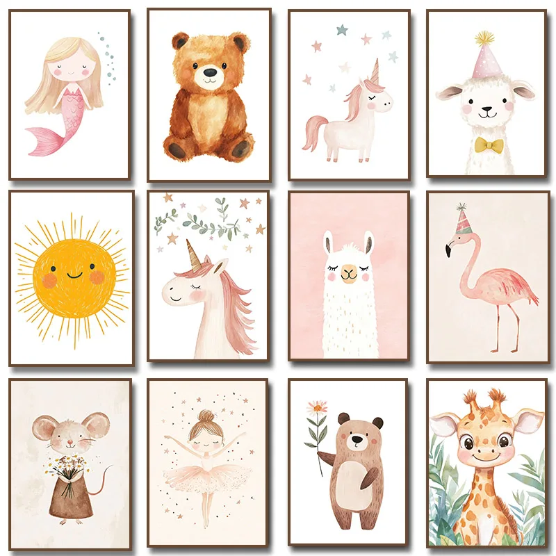 Baby Nursery Pink - Ballerine rose avec étoiles, licorne, mignonne