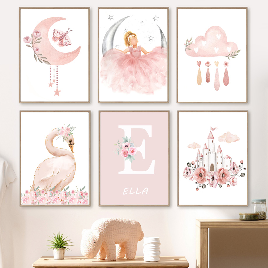 Baby Nursery Pink - Tableau mural en toile pour chambre