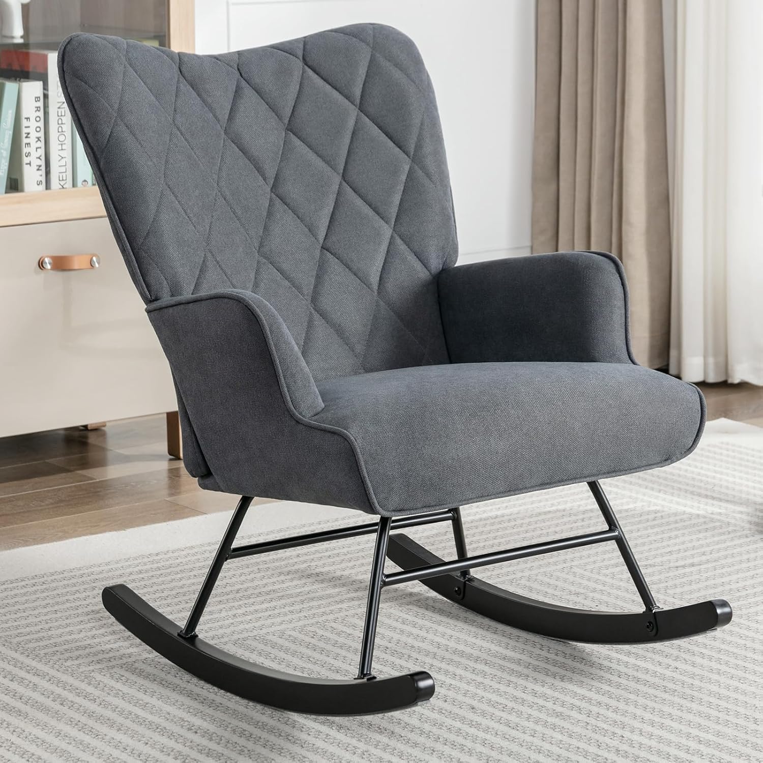 Rocking Chair Nursery - Fauteuil à bascule rembourré à dossier
