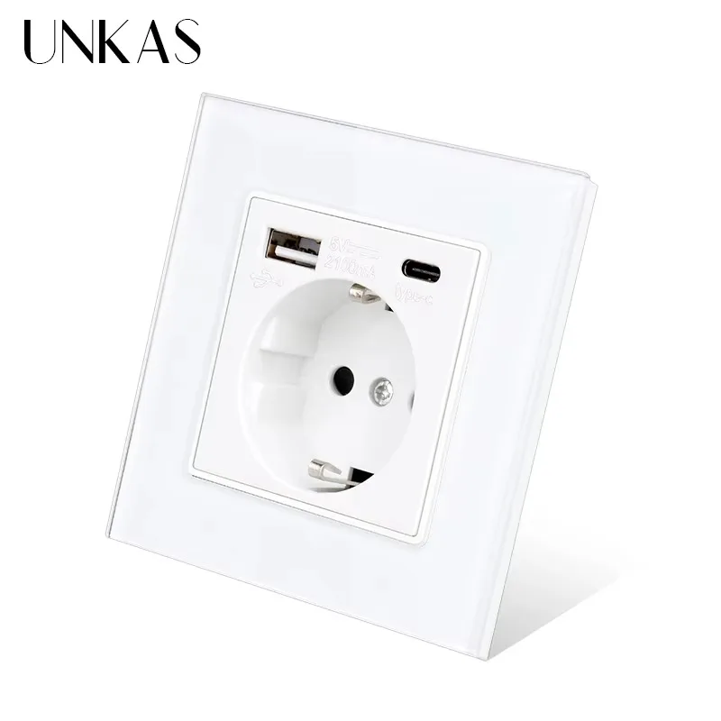 Outlet Cover Childproof - UNKAS type-c USB panneau en verre