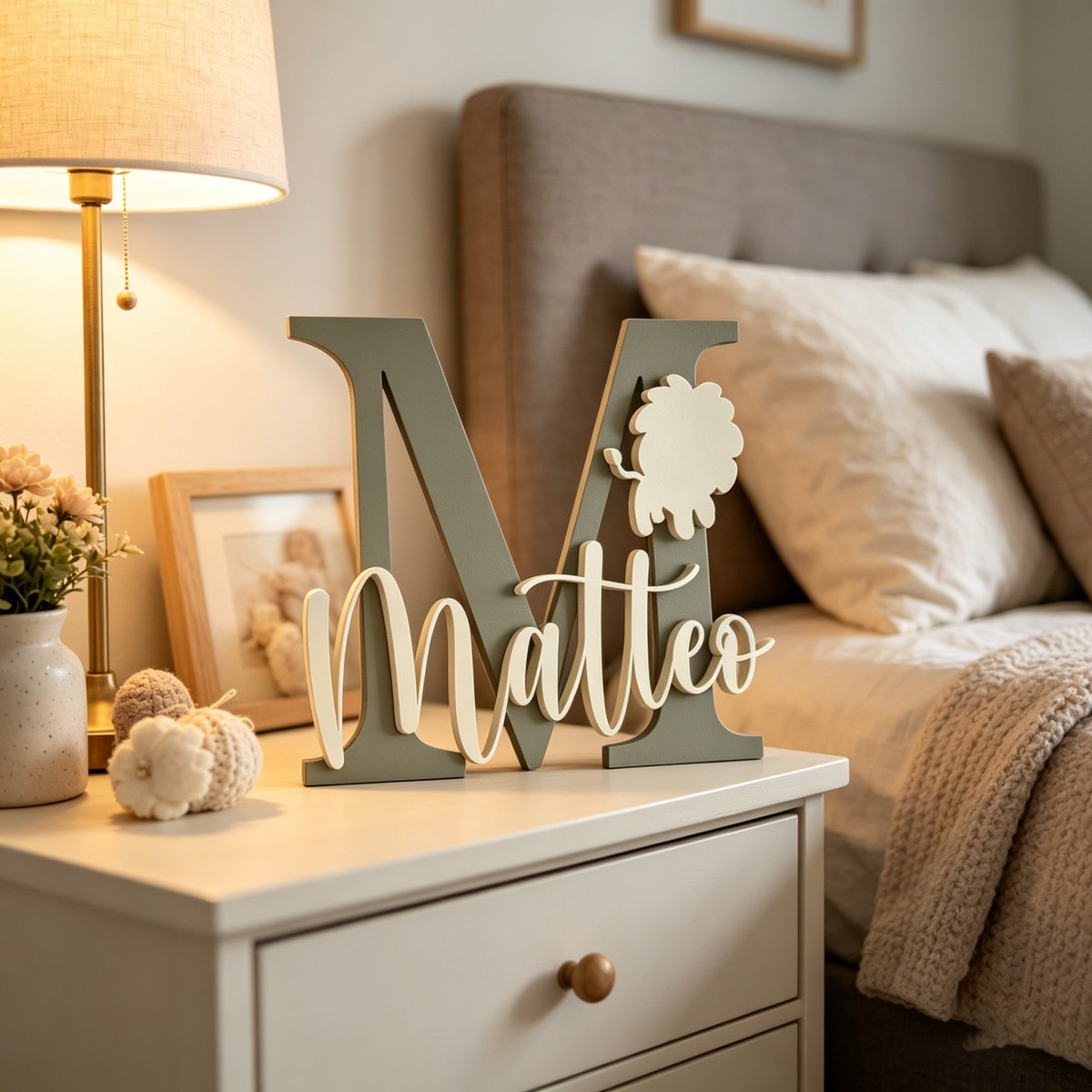 Baby Nursery - 1 plaque nominative en bois personnalisée