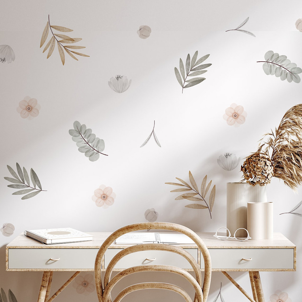 Baby Nursery Set Furniture - Boho feuilles botaniques bricolage stickers muraux