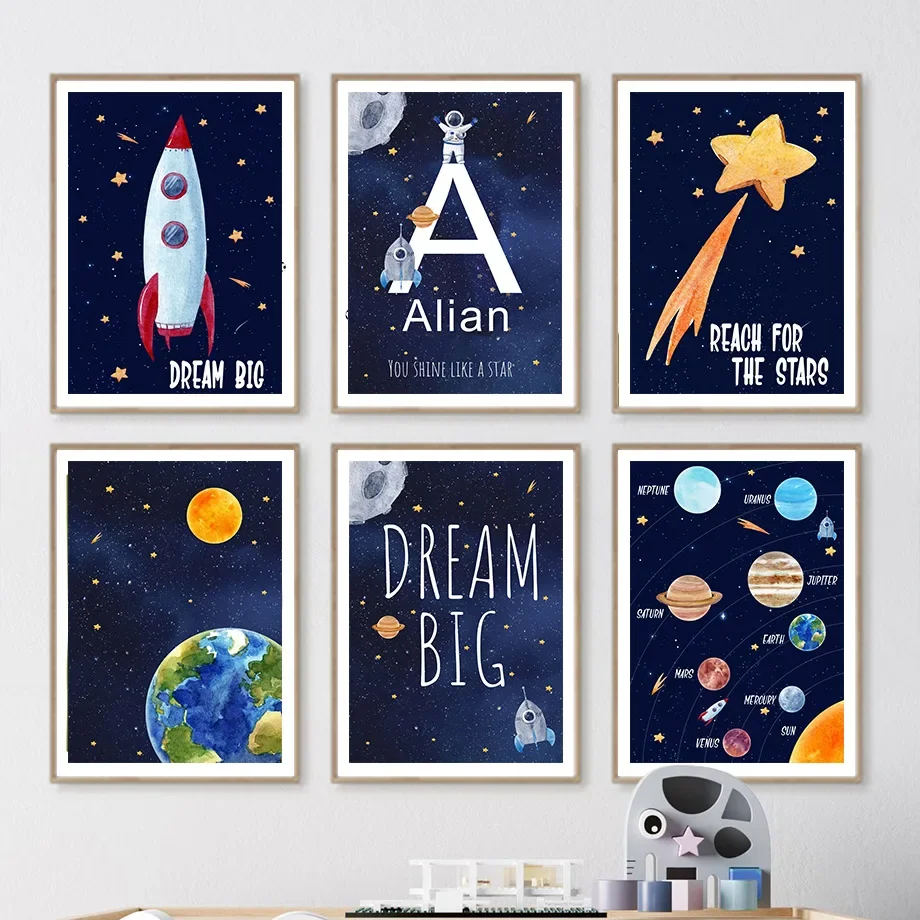 Baby Name Wall Art - 1 tableau sur toile, impression personnalisée