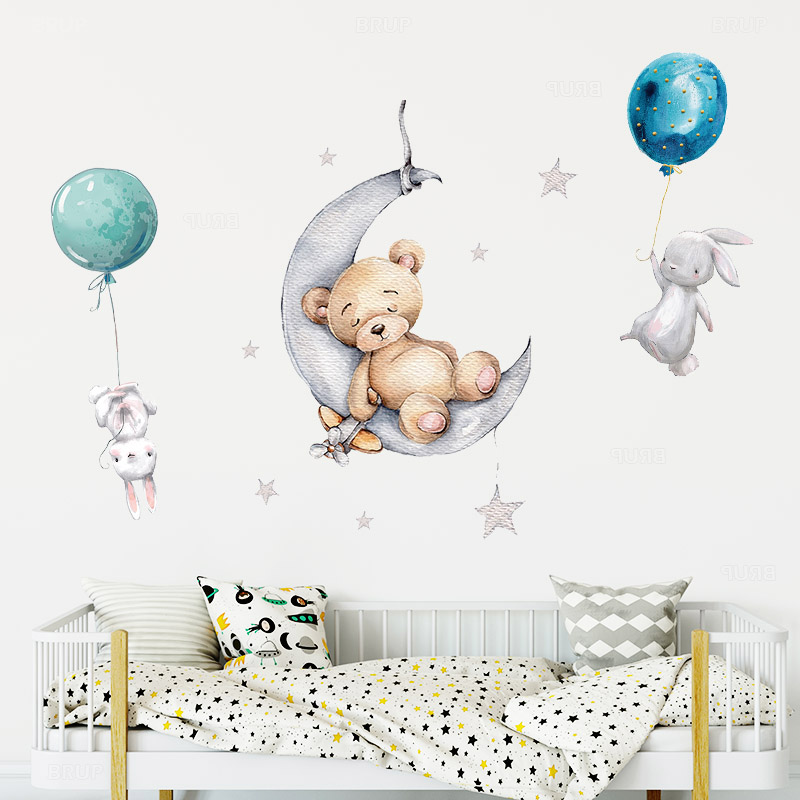 Baby Nursery Panelling - Autocollants muraux en PVC, ballon aquarelle,