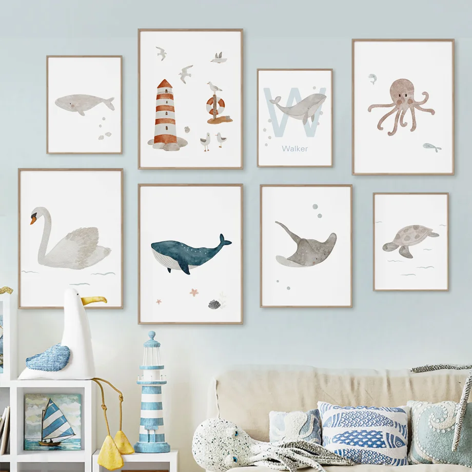 Baby Name Wall Art - Toile d'Art Mural avec Nom Personnalisé