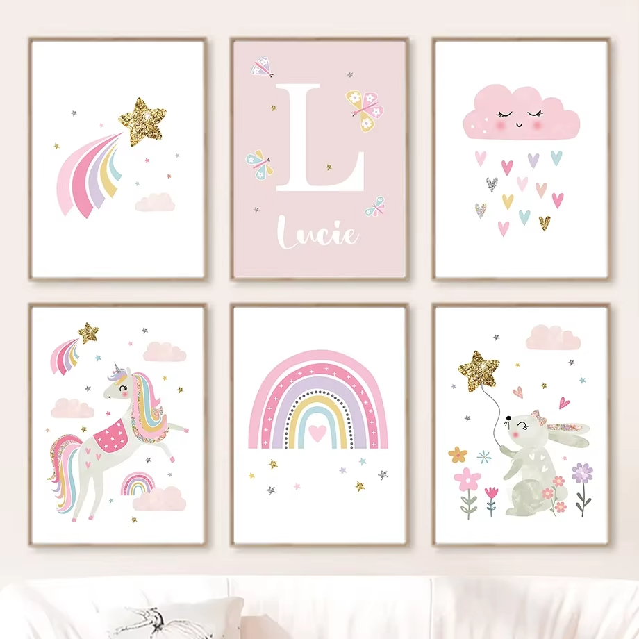 Toile d'art mural licorne lapi - Baby Nursery Pink avis et prix