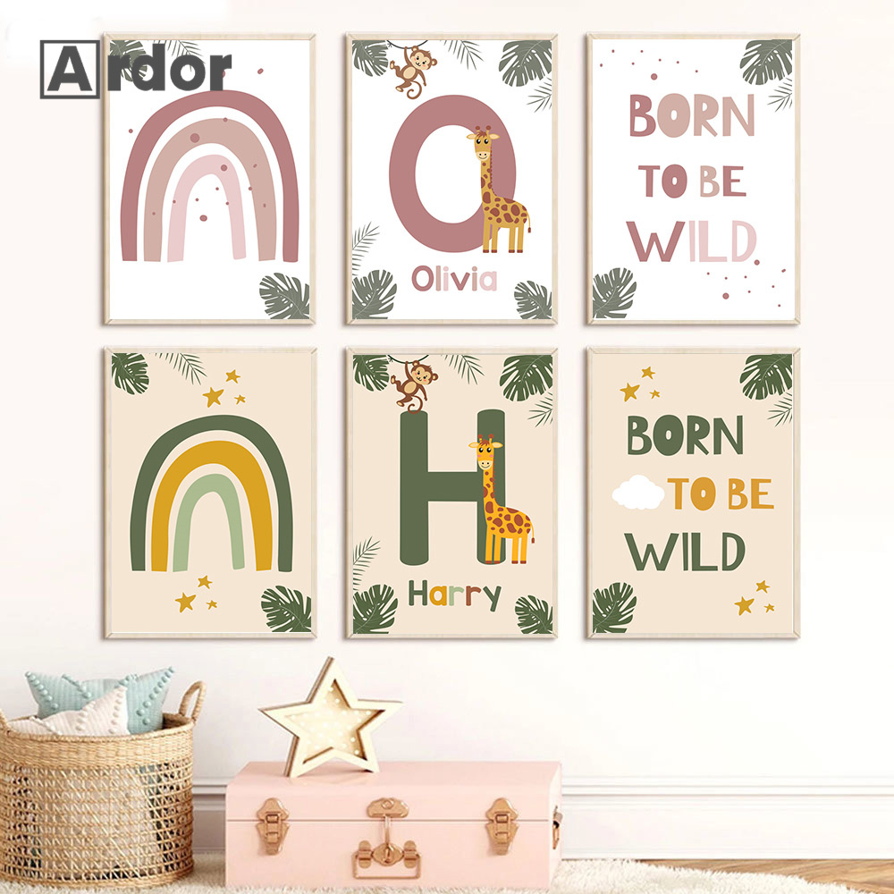 Affiches d'animaux de la Jungl - Baby Name Wall Art avis et prix