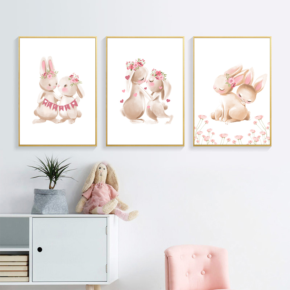Impression animalière lapin, a - Baby Nursery Pink avis et prix